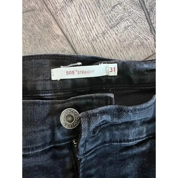 Levi's 505 Straight Black Mid-Rise Stretch Jeans Size 31 - Picture 2 of 3